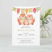 ウッドランドキツネファミリーミニマルベビーシャワー招待状 招待状 (スタンド正面)