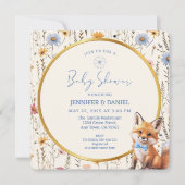 ウッドランドキツネフローラベビーガールシャワー 招待状 (正面)