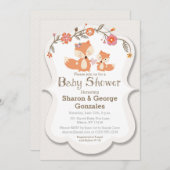 ウッドランドキツネフローラベビーシャワー招待状 招待状 (正面/裏面)