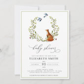 ウッドランドキツネフローラ男女兼用ベビーシャワー 招待状 (正面)