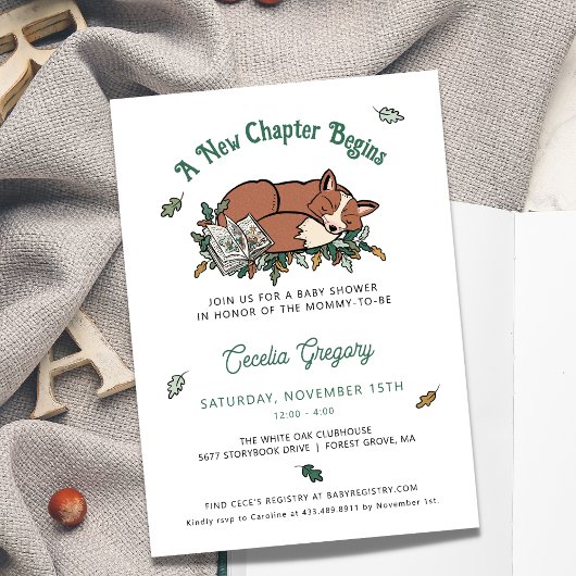ウッドランドキツネブックをテーマにした赤ちゃんシャワー 招待状