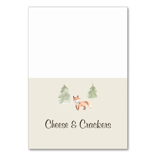 ウッドランドキツネベイビーシャワービュッフェフードラベル テーブルナンバー (正面)