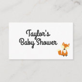 ウッドランドキツネベビーシャワーおむつラッフルチケット エンクロージャーカード (裏面)