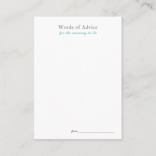 ウッドランドキツネベビーシャワーアドバイスカード エンクロージャーカード (裏面)