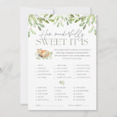 ウッドランドキツネベビーシャワーキャンディ推測ゲームカード 招待状 (正面)