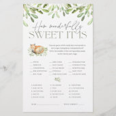 ウッドランドキツネベビーシャワーキャンディ推量ゲーム チラシ (正面)