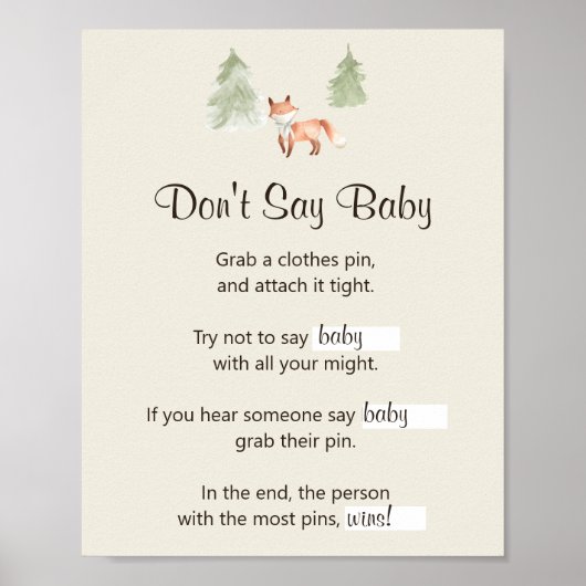 ウッドランドキツネベビーシャワーベビー ポスター (正面)