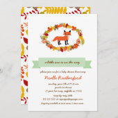 ウッドランドキツネベビーシャワー招待状/明るい森 招待状 (正面/裏面)