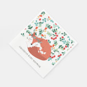 ウッドランドキツネベビーシャワー紙ナプキンス スタンダードランチョンナプキン (角)