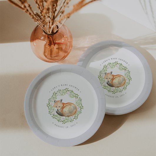 ウッドランドキツネベビーシャワー ペーパープレート