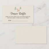 ウッドランドキツネボーイ赤ちゃんシャワーおむつラッフル エンクロージャーカード (正面/裏面)