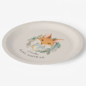 ウッドランドキツネポートレートベビーシャワー少年用 ペーパープレート (アングル)