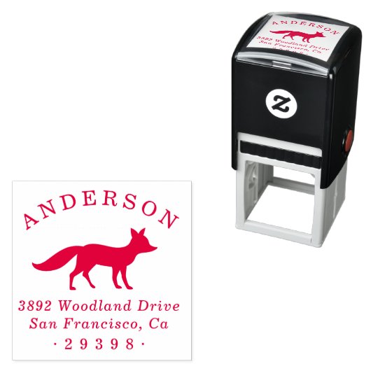 ウッドランドキツネラウンドファミリーネーム差出人住所 セルフインキングスタンプ (インサイチュ)