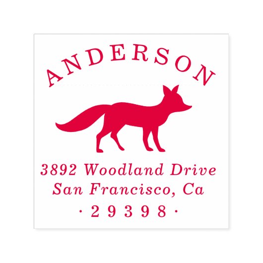 ウッドランドキツネラウンドファミリーネーム差出人住所 セルフインキングスタンプ (デザイン)