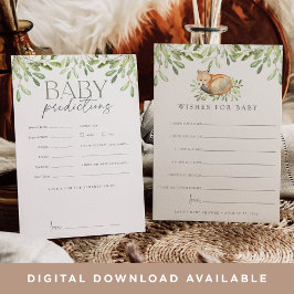 ウッドランドキツネ両面ベビーシャワーウィッシュカード 招待状