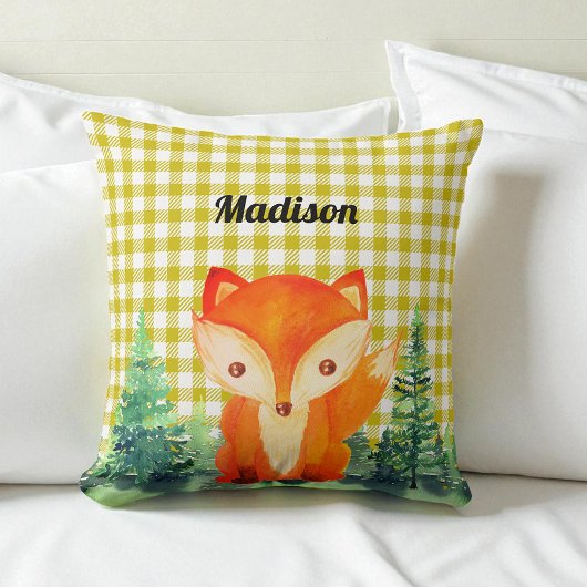 ウッドランドキツネ子供部屋イエロー装飾用クッション クッション