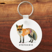 ウッドランドキツネ水パーソナライズされた色 キーホルダー (正面)