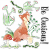 ウッドランドキツネ水彩好奇心のあるベビー子供部屋 シール (正面)