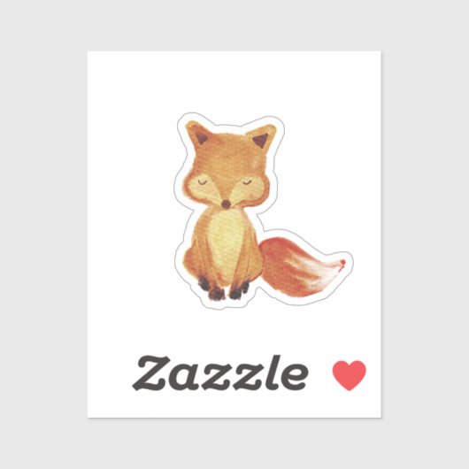 ウッドランドキツネ水彩 シール (シート)