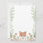 ウッドランドキツネ男の赤ちゃんスクリプトフローラベビーシャワー 招待状 (裏面)