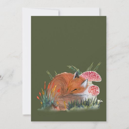 ウッドランドキツネ秋のベビーシャワー |コテージコア 招待状 (裏面)