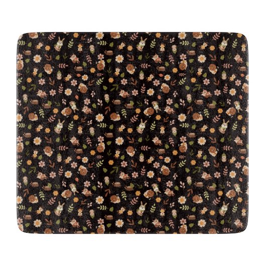 ウッドランドキツネ秋テーマダーク カッティングボード (正面)