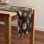 ウッドランドキツネ秋テーマダーク ショートテーブルランナー (インサイチュ)