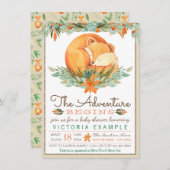 ウッドランドキツネ秋秋ベビーシャワー招待状 招待状 (正面/裏面)