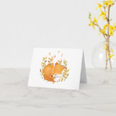 ウッドランドキツネ空白の折り畳みグリーティングカード カード (黄色い花)