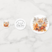 ウッドランドキツネ緑色水彩葉赤ちゃんシャワー コンフェッティ (裏面)