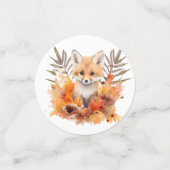 ウッドランドキツネ緑色水彩葉赤ちゃんシャワー コンフェッティ (スモール正面)