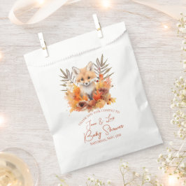 ウッドランドキツネ緑色水彩葉赤ちゃんシャワー フェイバーバッグ