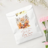 ウッドランドキツネ緑色水彩葉赤ちゃんシャワー フェイバーバッグ (封をした状態)