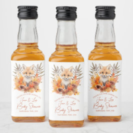 ウッドランドキツネ緑色水彩葉赤ちゃんシャワー リキュールボトルラベル