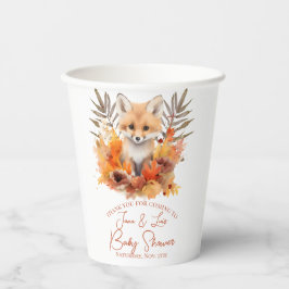 ウッドランドキツネ緑色水彩葉赤ちゃんシャワー 紙コップ