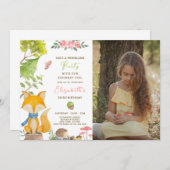 ウッドランドキツネ誕生日招待状(写真付) 招待状 (正面/裏面)