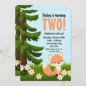 ウッドランドキツネ誕生日招待状 招待状 (正面/裏面)