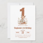 ウッドランドキツネ読ズA Book 1st Birthdayパーティー 招待状 (正面)