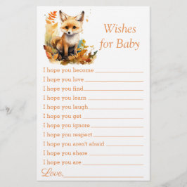 ウッドランドキツネ赤ちゃんシャワーゲームかわいい願い