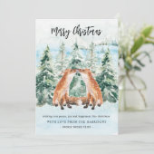 ウッドランドキツネ雪の森かわいいクリスマス シーズンカード (スタンド正面)