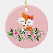 ウッドランドキツネ、かわいいキツネ セラミックオーナメント (裏面)