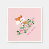 ウッドランドキツネ、かわいいキツネ、ピンク、甘い、かわいい スタンダードカクテルナプキン (正面)