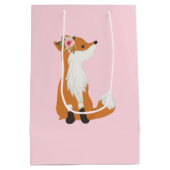 ウッドランドキツネ、かわいいキツネ。 ミディアムペーパーバッグ (裏面)