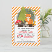 ウッドランドキツネ；オレンジと白ストライプ色 招待状 (スタンド正面)