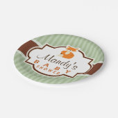 ウッドランドキツネ;オレンジ、セージ、茶色の赤ちゃんシャワー ペーパープレート (アングル)