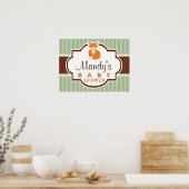 ウッドランドキツネ；オレンジ、セージ、茶色の赤ちゃんシャワー ポスター (キッチン)