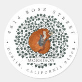 ウッドランドキツネ&ヘア |差出人住所ラベル ラウンドシール (正面)