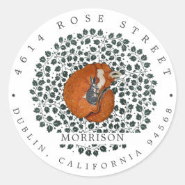 ウッドランドキツネ&ヘア |差出人住所ラベル ラウンドシール