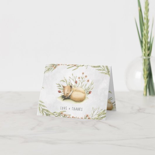 ウッドランドキツネ |森の赤ちゃんシャワーありがとう サンキューカード (正面)