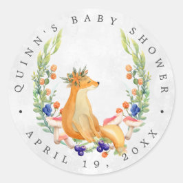 ウッドランドキツネ |森の赤ちゃんシャワーのお気に入り ラウンドシール